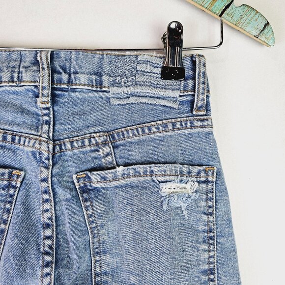 Revice Revolve High Rise Rib Cage Two Panel Skinny Distressed Jean Acid Wash, 25 - Picture 5 of 8